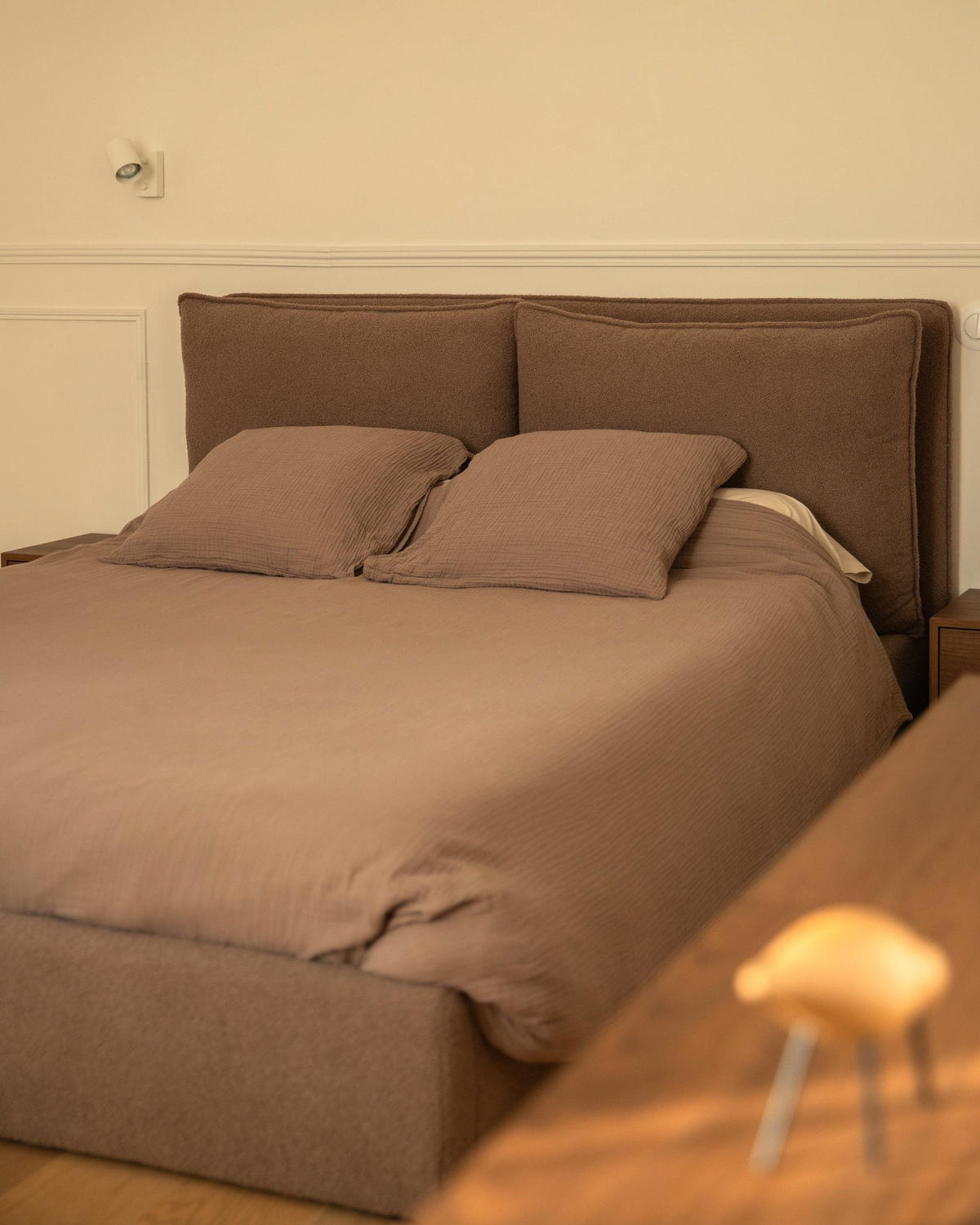 BETT mit Lattenrost 160/200 cm Bouclé Braun Bajonna - Braun, Textil (160/200cm) - Beliani