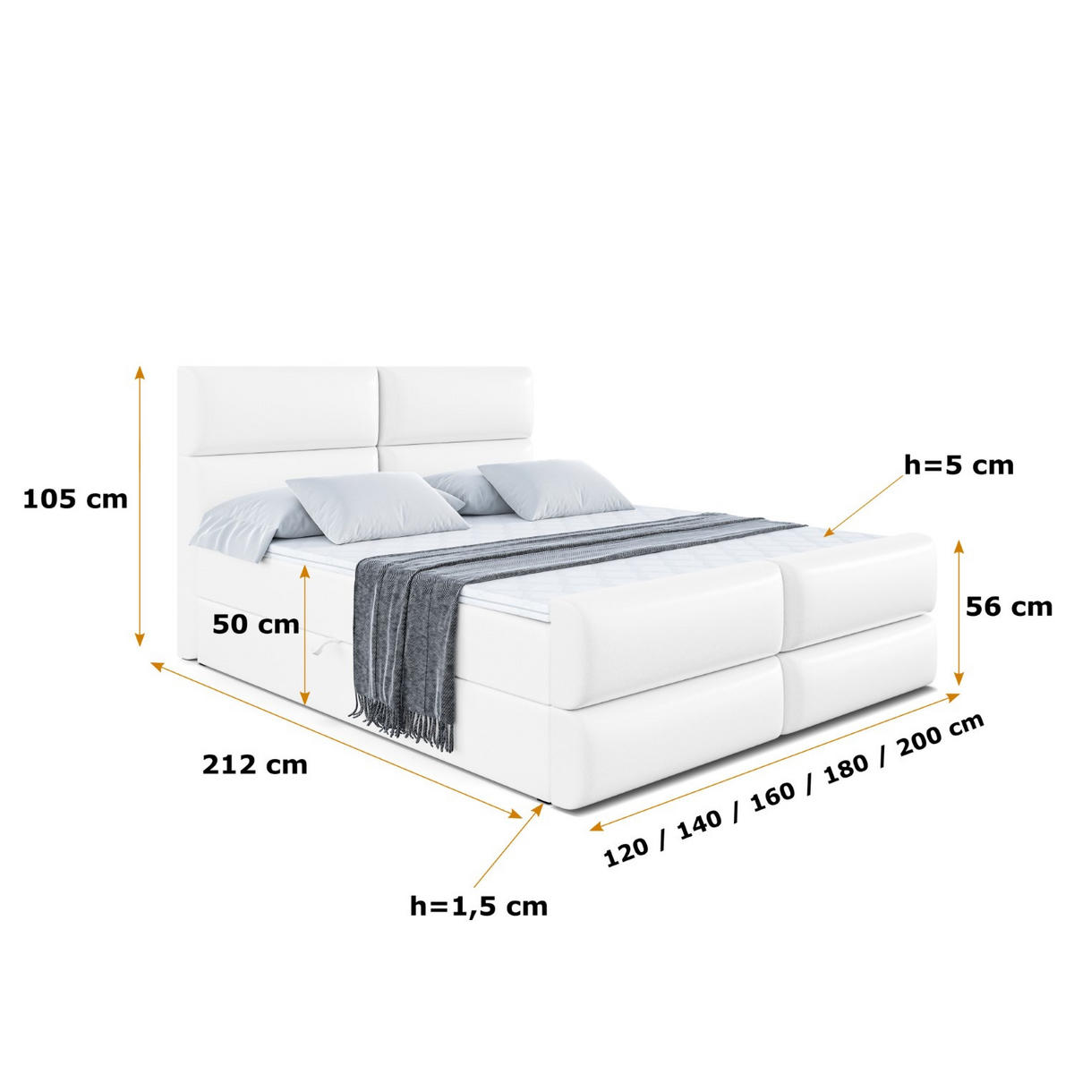 BOXBETT BOXI3-Z - 200x200 cm - H3 - Weiß Hochglanz - Weiß Hochglanz, Holzwerkstoff (200/200cm) - ALTDECOR