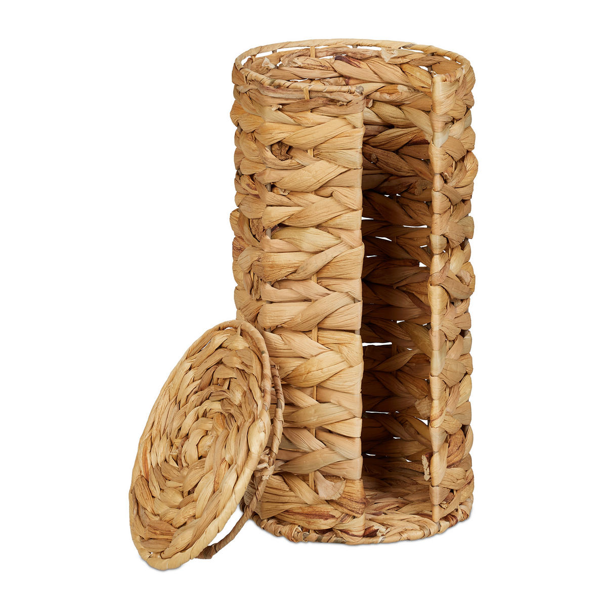 TOILETTENPAPIER-AUFBEWAHRUNG - Hellbraun, Textil/Metall (18/34/18cm) - Relaxdays