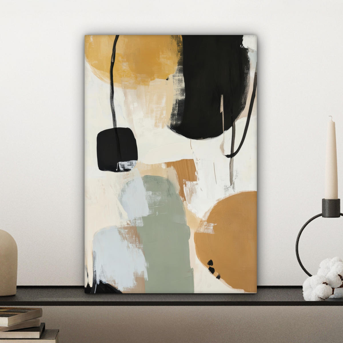 LEINWANDBILD Farbe - Abstrakt - Farben 20x30 cm - Currygelb, Textil (20/30cm) - MuchoWow