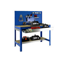 WERKBANK BUFFALO mit Werkzeugwand und Schubfach | HxBxT 84x120x61cm | Traglast 600kg | Blau - Blau, Metall (121/144.5/61cm) - Sonstige