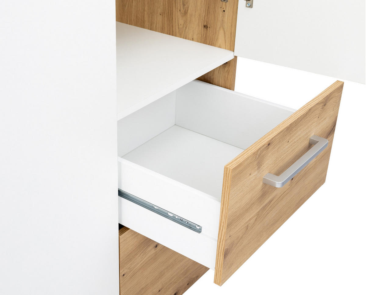 KLEIDERSCHRANK 90/201/54 cm Weiß Artisan Oak mit Drehtüren - Silberfarben/Weiß, Holzwerkstoff/Kunststoff (90/201/54cm) - arthur berndt