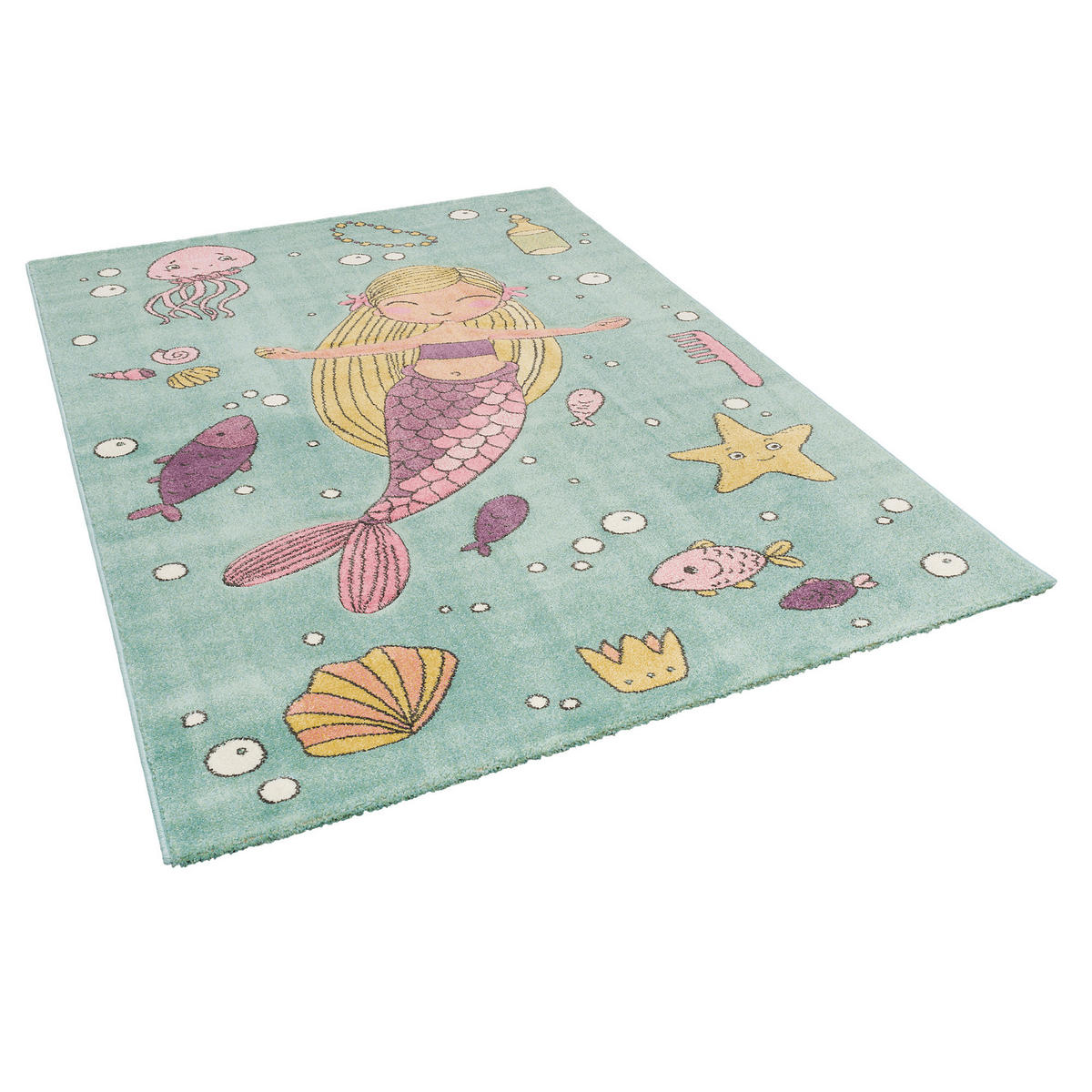 KINDER TEPPICH MAUI KIDS MEERJUNGFRAU PASTELL - Mintgrün, Textil (140/200cm) - Pergamon