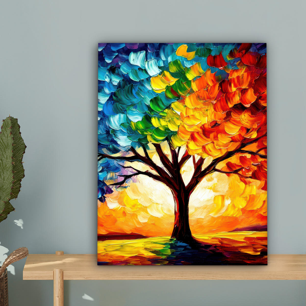 LEINWANDBILD - Baum - Kunst - Natur - Sonnenuntergang - 30x40 - Bilder - Multicolor, Textil (30/40cm) - MuchoWow
