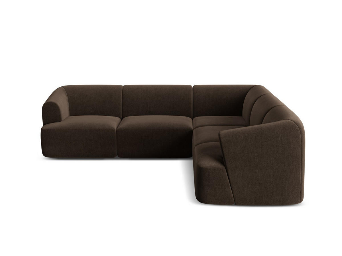 SYMMETRISCHES-MODULARES-ECKSOFA Campi aus Samt Schokolade 6 Sitzplätze - Dunkelbraun, Textil (255/255cm) - Cosmopolitan Design