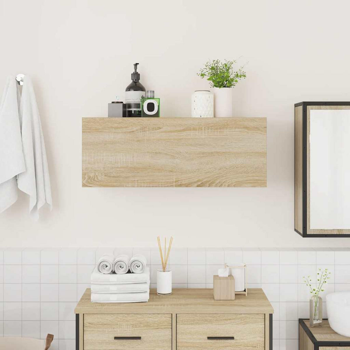 BAD-WANDSCHRANK Sonoma-Eiche 80/25/30 Cm Holzwerkstoff - Hellbraun, Holzwerkstoff (25/30/80cm) - vidaXL