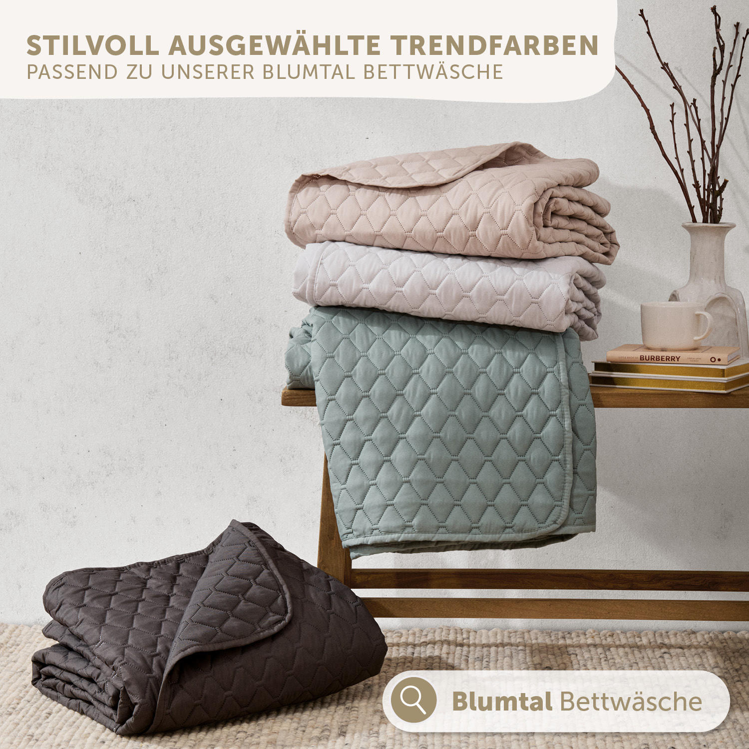 TAGESDECKE 220x240 cm, waschbarer Sofa- & Couchüberwurf, Beige - Beige, Textil (220/240cm) - Blumtal