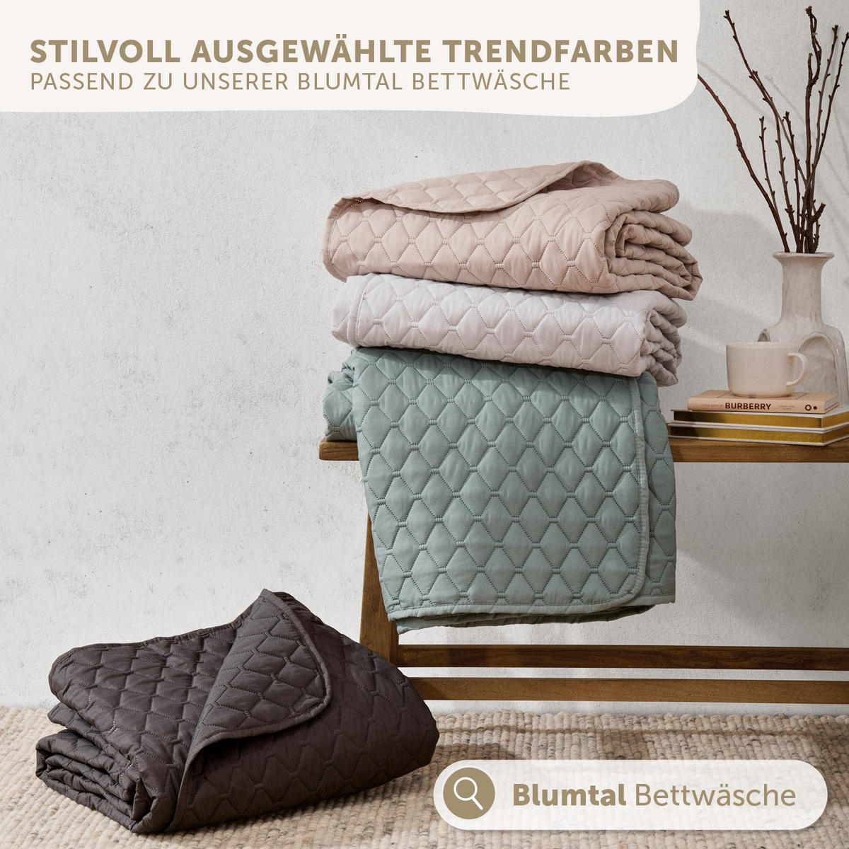 TAGESDECKE 170x210 cm, waschbarer Sofa- & Couchüberwurf, Grün - Grün, Textil (170/210cm) - Blumtal