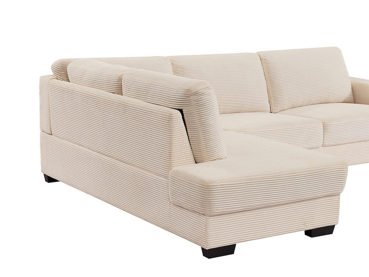 SOFA ohne Schlafmöglichkeit - 5 Personen-Sitzer - Samt - Beige - - Beige, Textil (282/85/208cm) - Vente-Unique