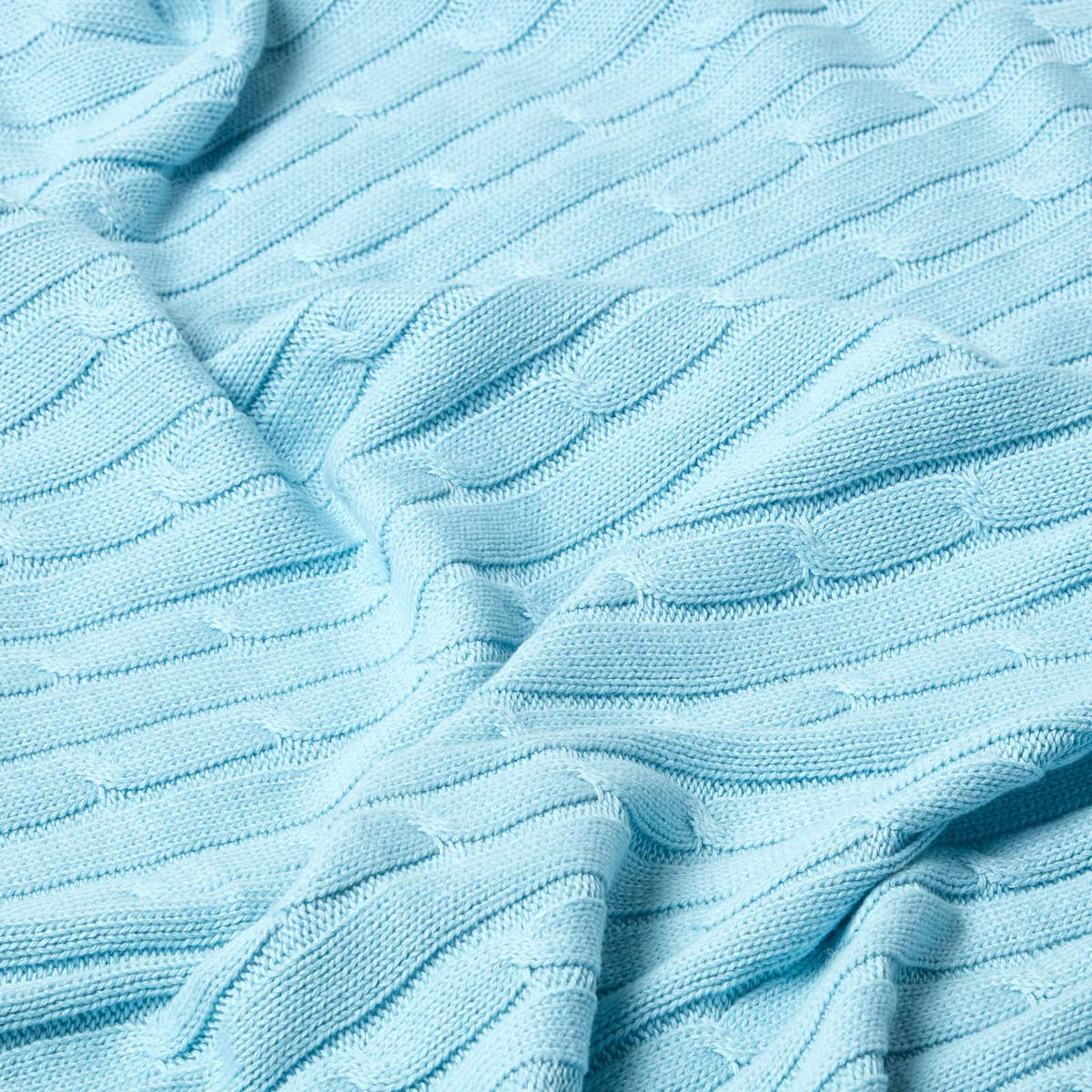 STRICKDECKE 150/200 cm, Baumwolle mit Rautenmuster - Hellblau, Textil (150/200cm) - Homescapes