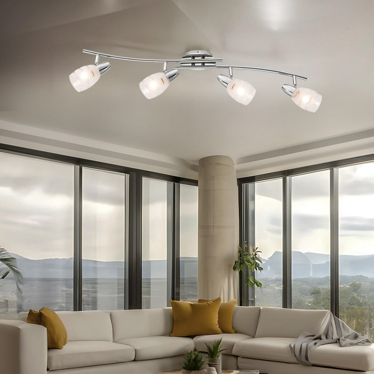 LED DECKENLEUCHTE Metall Silber - Silberfarben, Glas (81/9/16cm) - Globo Lighting