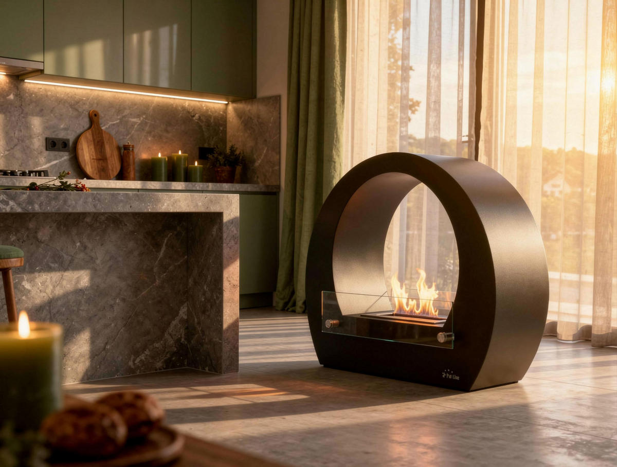 BIOETHANOL-KAMIN Schwarz Bodenmodell inklusive 1.25 L Brennblock - Schwarz, Metall (64/52/18cm) - Purline