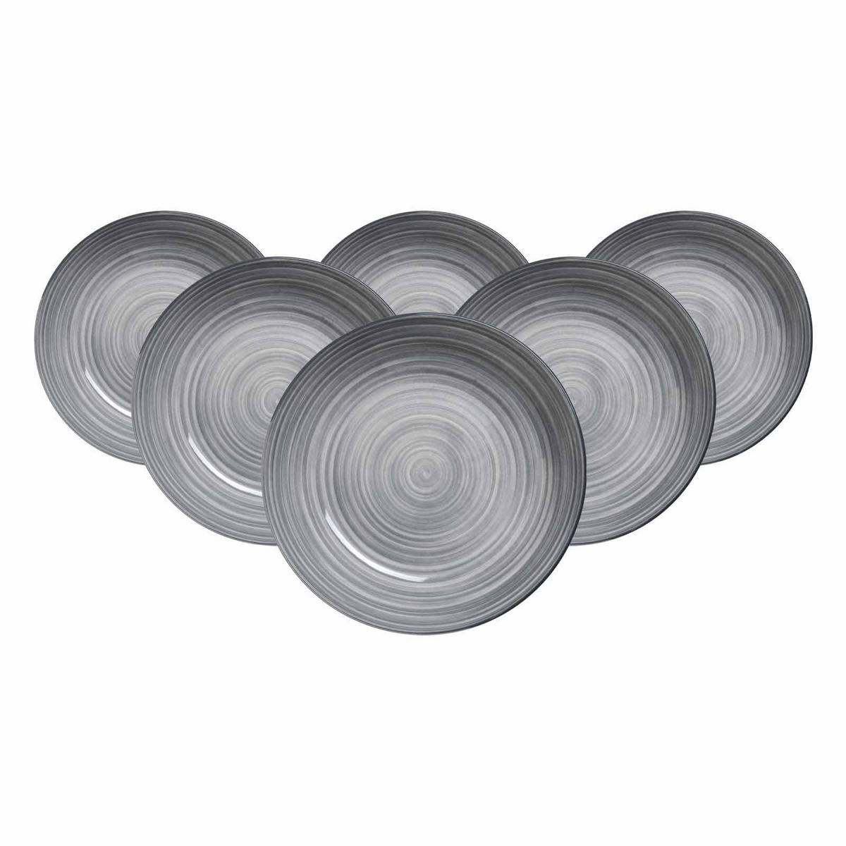 SUPPENTELLER Sendai Wirbel grau ø 20 cm 6er Set - Grau, Keramik (20cm) - Ritzenhoff Breker