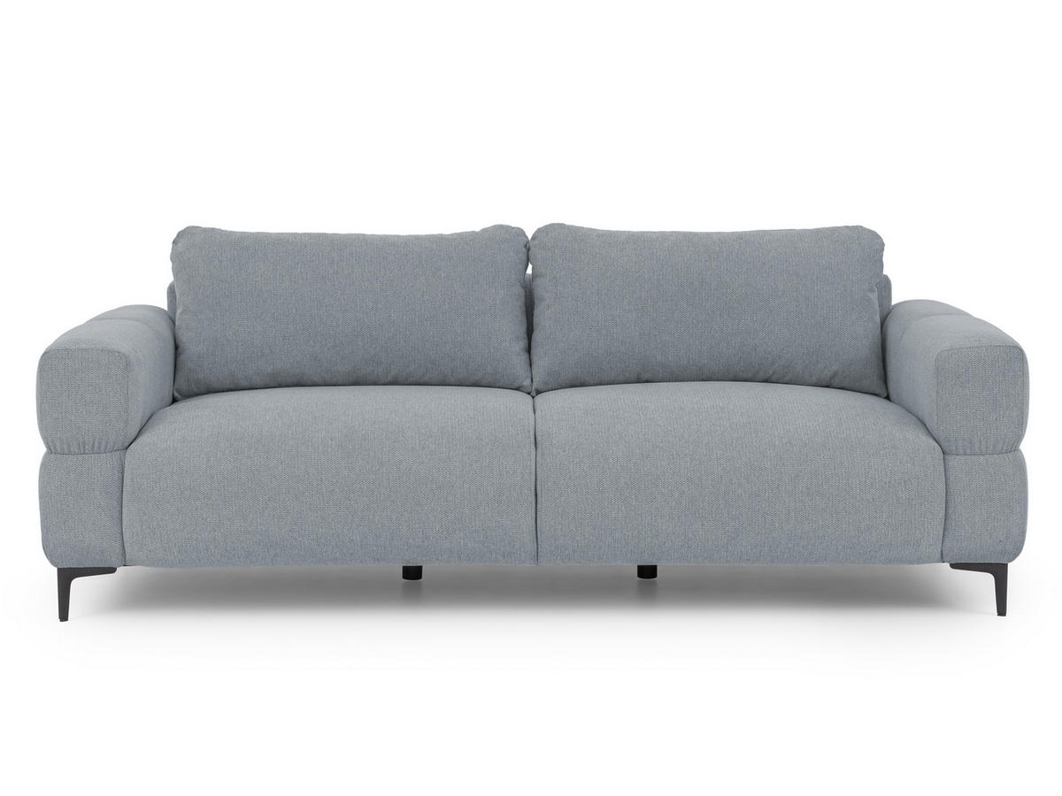 TROJMIESTNA POHOVKA Cardea v bublinkovom vzhľade z mäkkej sivej štruktúrovanej látky - čierna/sivá, kov/drevo (217/80/97cm) - S-Style Möbel