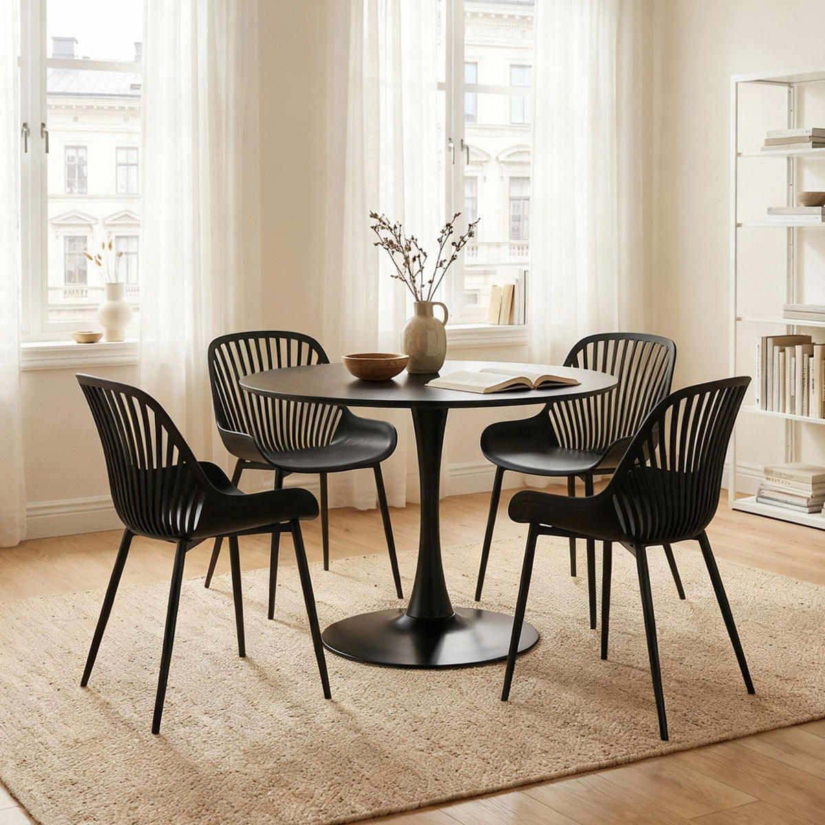 ESSGRUPPE LOIRE/VERDE 5er Set schwarz - Schwarz, Holzwerkstoff - IDIMEX