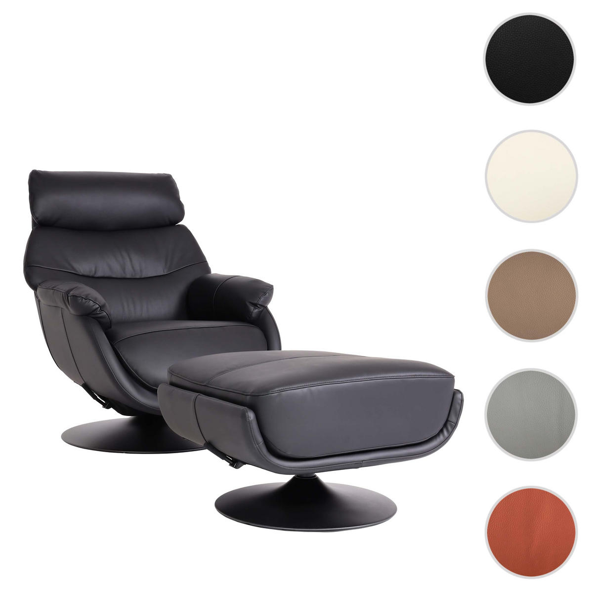 RELAXSESSEL MIT HOCKER Schwarz - Schwarz, Textil (78/99/80cm) - MCW