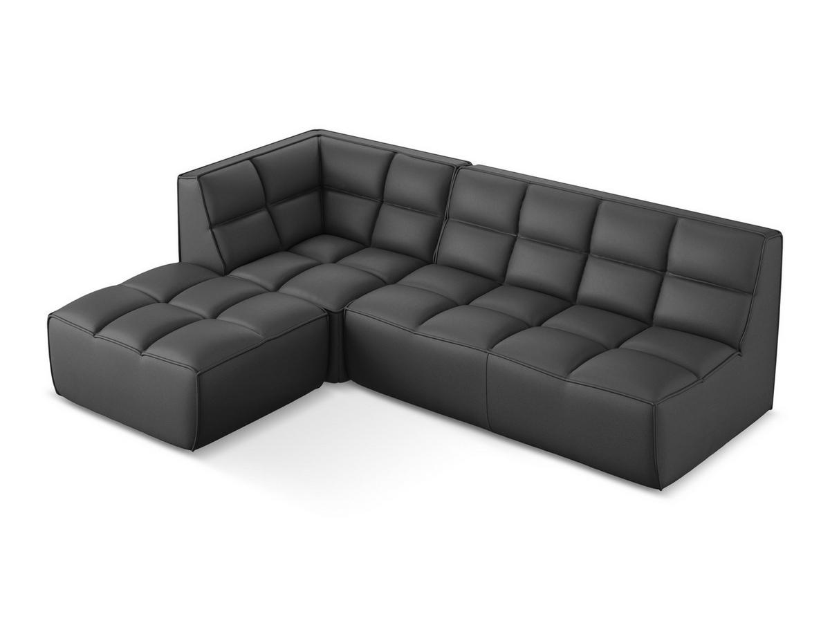 ECKSOFA Beidseitig Kunstleder Grau - Beige/Schwarz, Leder/Kunststoff (258/178cm) - Makamii