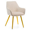 STUHL VASTO gepolstert mit Steppung - beige goldene Beine - Samt Velours - Ecru/Beige, Textil/Metall (58/87/60cm) - NEW HOME