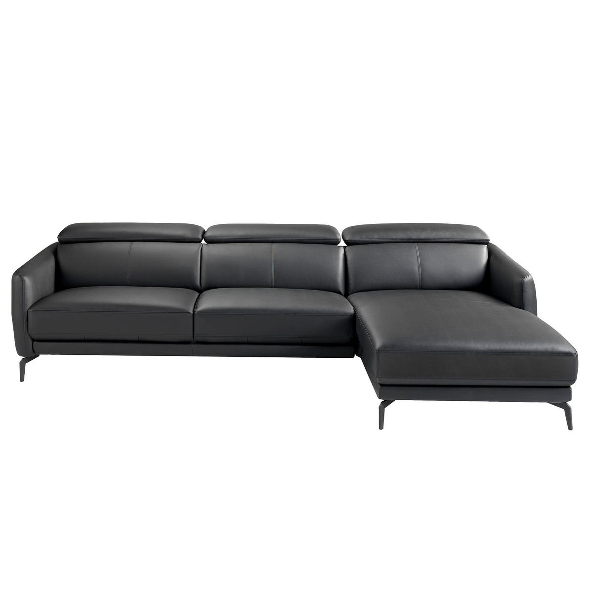 ECKSOFA Rechtes Chaiselongue-Sofa aus schwarzem Leder 283/174/94 cm - Schwarz, Leder (283/174cm) - ANGEL CERDA