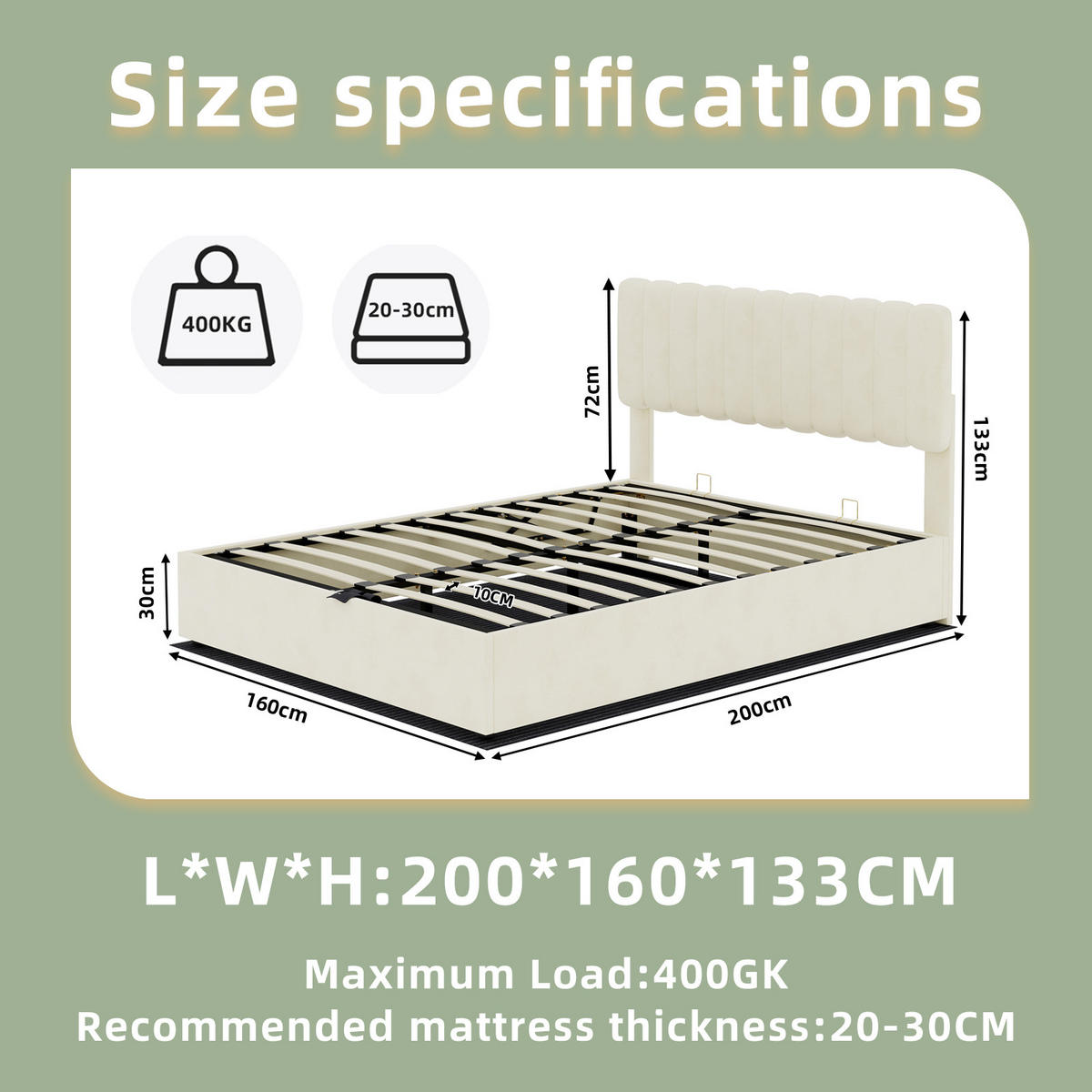 POLSTERBETT 160/200 cm DE-32948 mit Stauraum und Matratze Beige - Beige, Metall (160/200cm) - ComfortXL