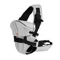 BABYTRAGE Carry go 2 in 1 hellgrau Bauchtrage, Hüfttrage, abnehmbare Kopfstütze, Stillposition, 13 kg - Grau, Textil (24/35/13cm) - Moni