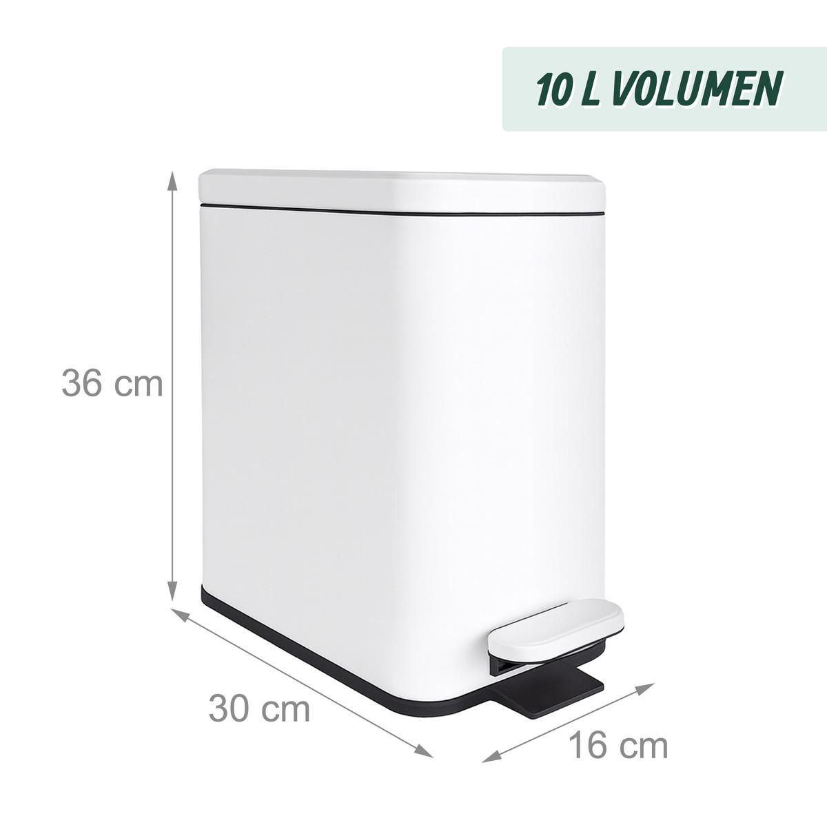 MÜLLEIMER - Weiß, Kunststoff/Metall (16/36/30cm) - Relaxdays