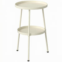 OUTDOOR-BEISTELLTISCH Metall Kunststoff Cremeweiß - Creme, Metall (36/36/53cm) - Outsunny
