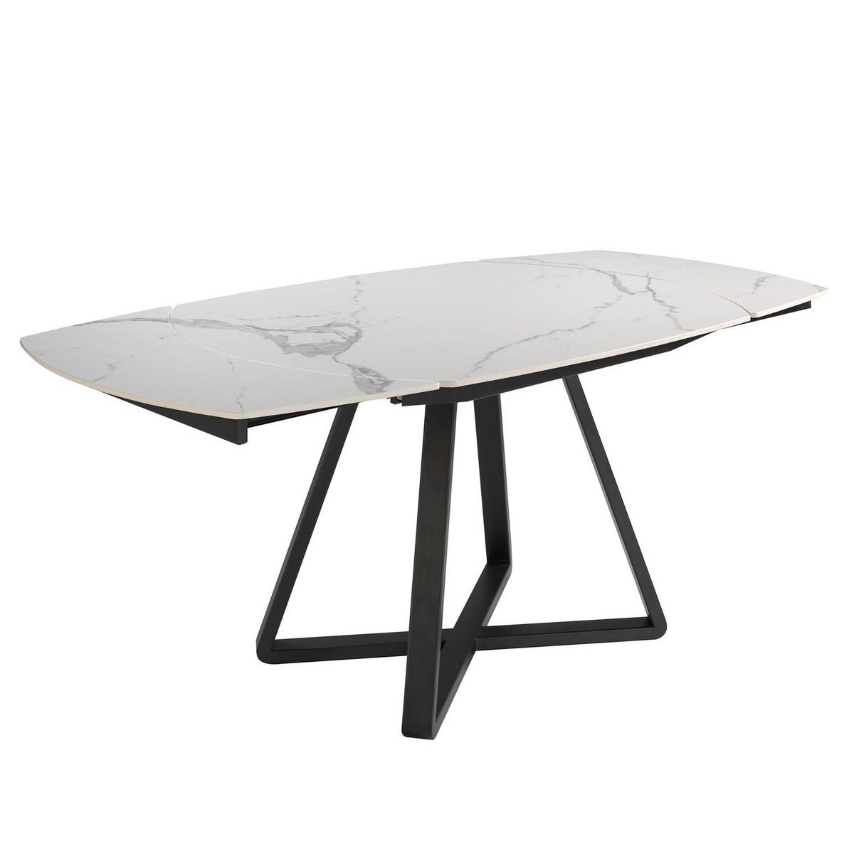 ESSTISCH Schwarz Weiß 120/90/77 cm - Schwarz/Weiß, Stein (90/120/77cm) - ANGEL CERDA