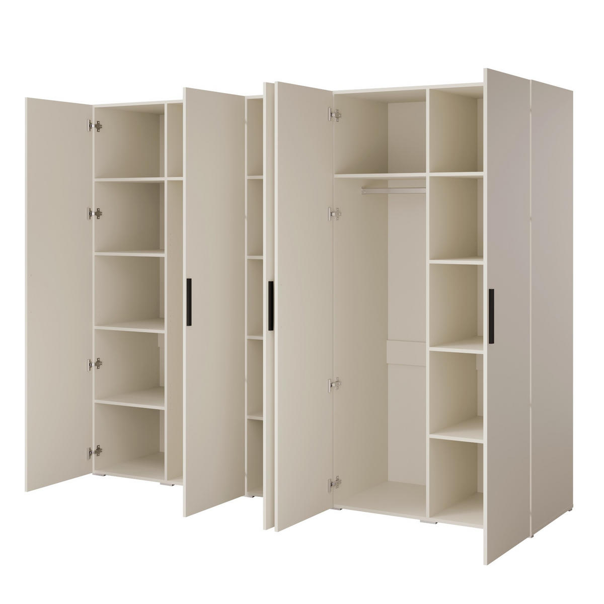 DREHTÜRENSCHRANK Napoli 5D 250 Kaschmir (schwarzer oder goldener Griff) - Kaschmir/Silberfarben, Holzwerkstoff/Kunststoff (250/35/60cm) - mzm24