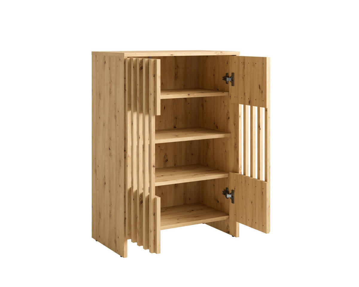 KOMMODE ZEPHYR 60/87/34cm mit Schubladen 2 Türen Eiche Artisan - Eiche Artisan, Holzwerkstoff (60/87/34cm) - MASSENO