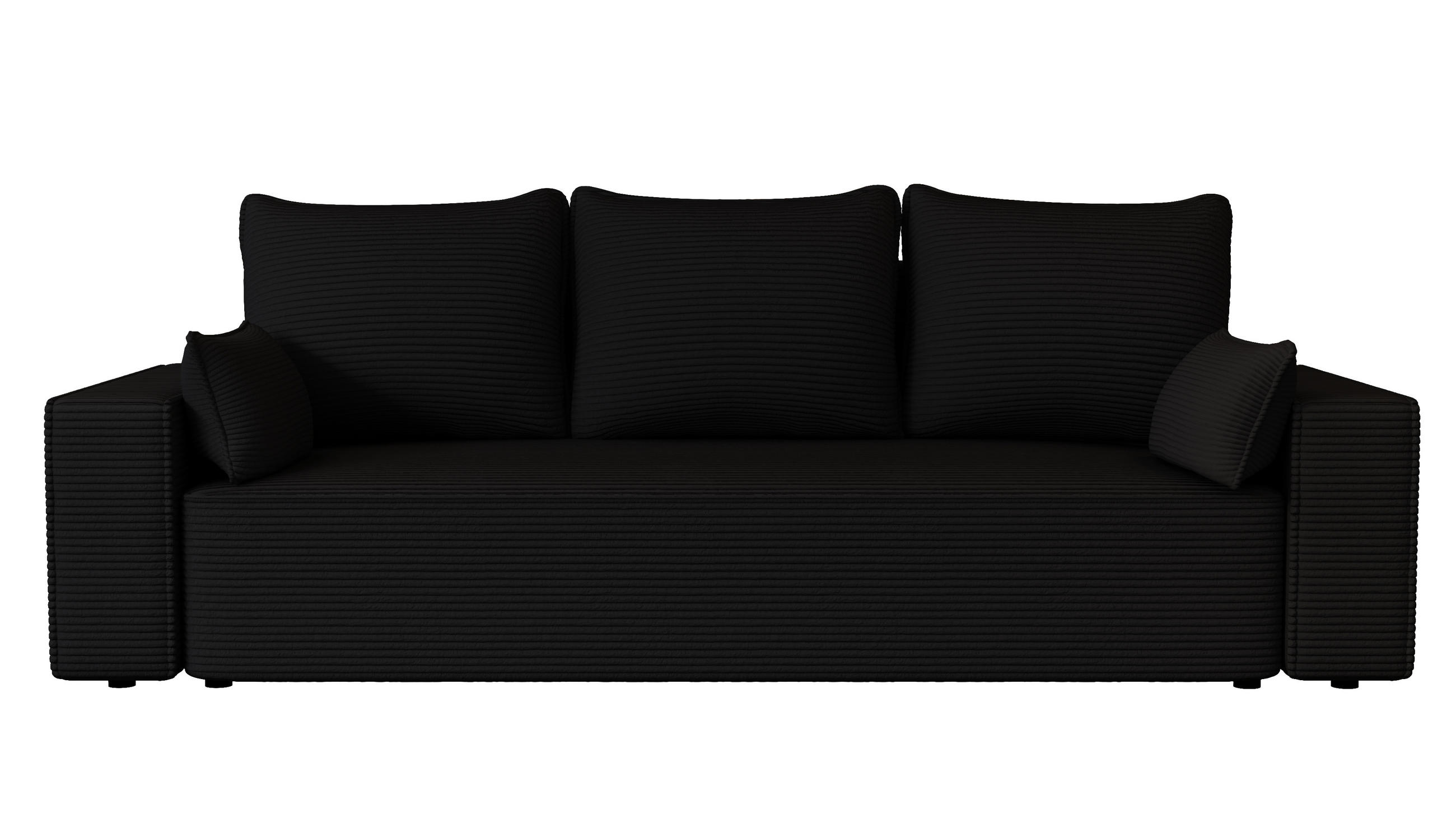 SOFA Vens mit Bettkasten und Schlaffunktion, Cordstoff - Schwarz, Holzwerkstoff (242/85/95cm)