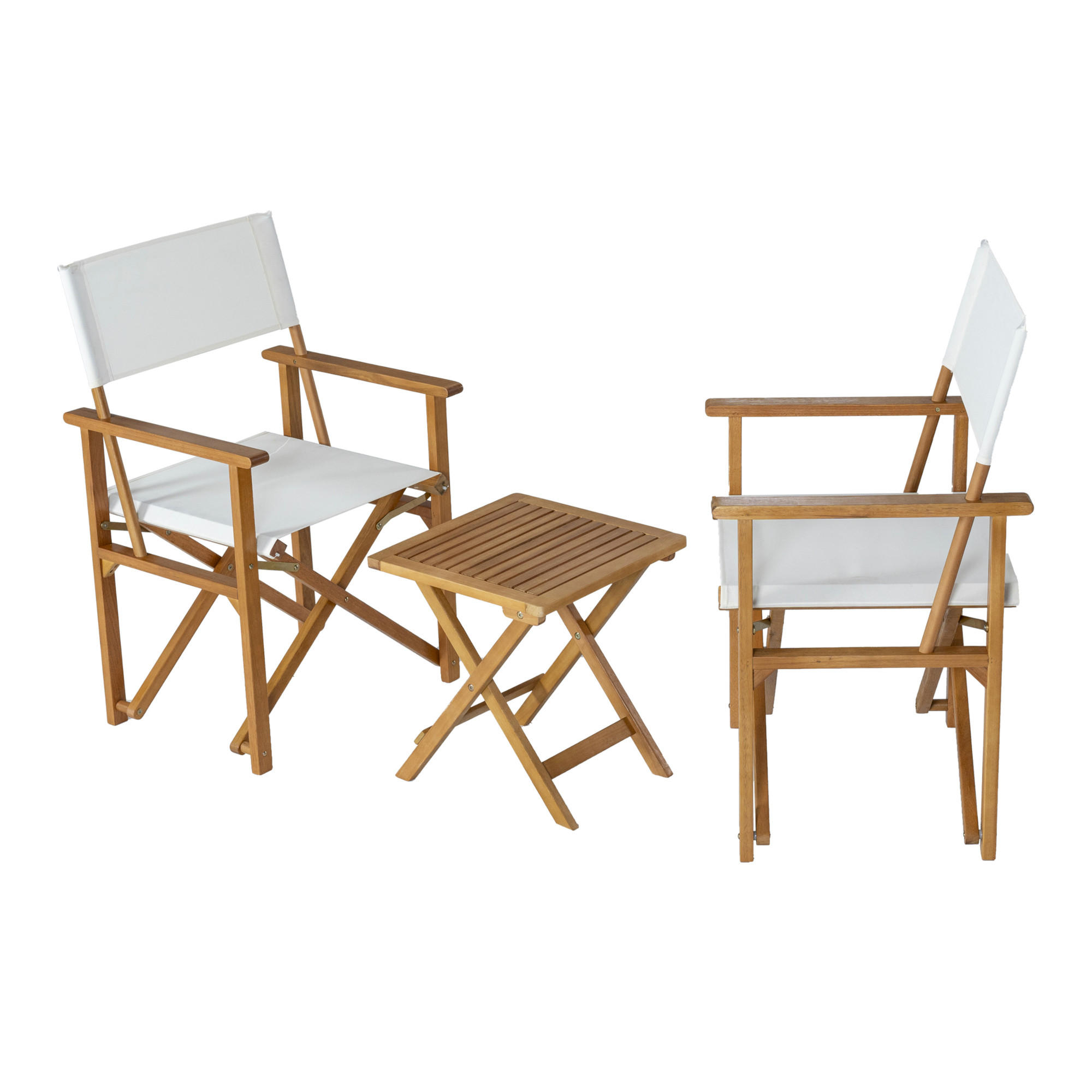 BISTRO-SET 3 TLG. Capistrello - Naturfarben/Weiß, Holz/Textil - casa.pro