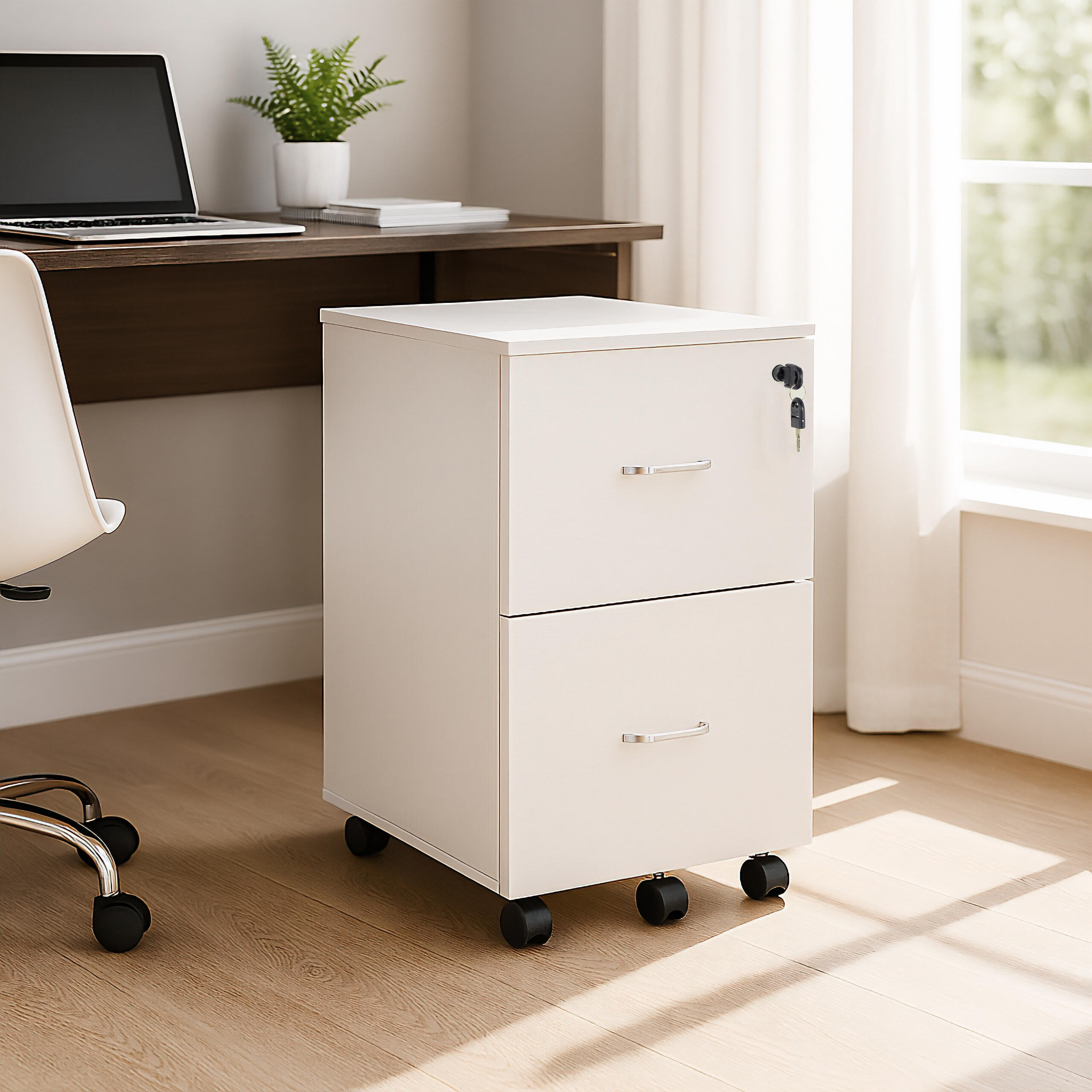ROLLCONTAINER - Silberfarben/Weiß, Holzwerkstoff/Kunststoff (43/72/46cm) - Relaxdays