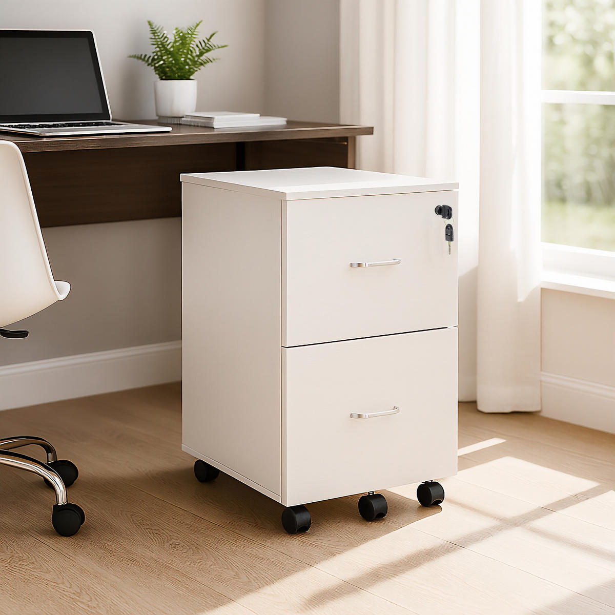 ROLLCONTAINER - Silberfarben/Weiß, Holzwerkstoff/Kunststoff (43/72/46cm) - Relaxdays