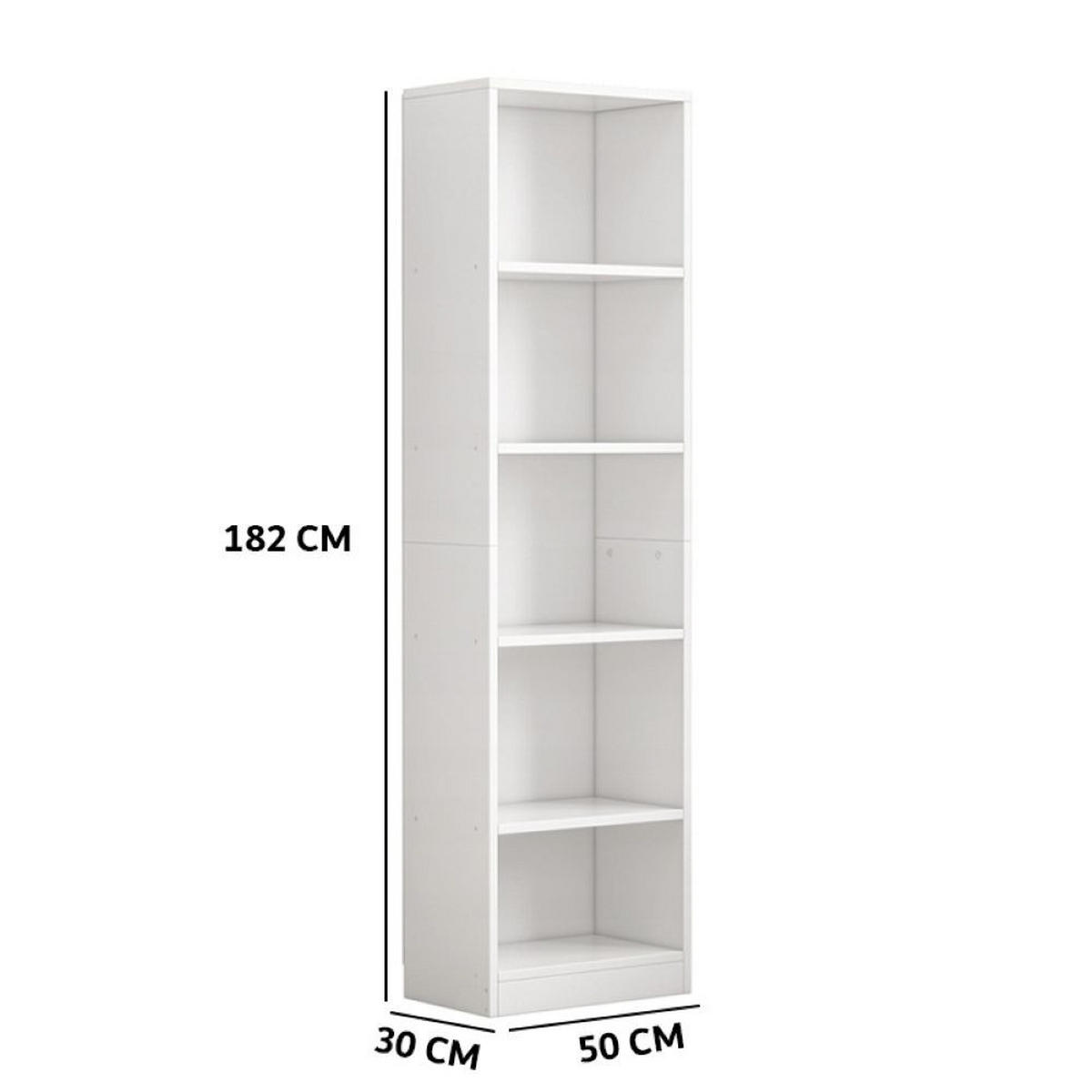 BÜCHERREGAL. weiß 50/183/30 cm - Weiß, Holzwerkstoff (50/183/30cm)