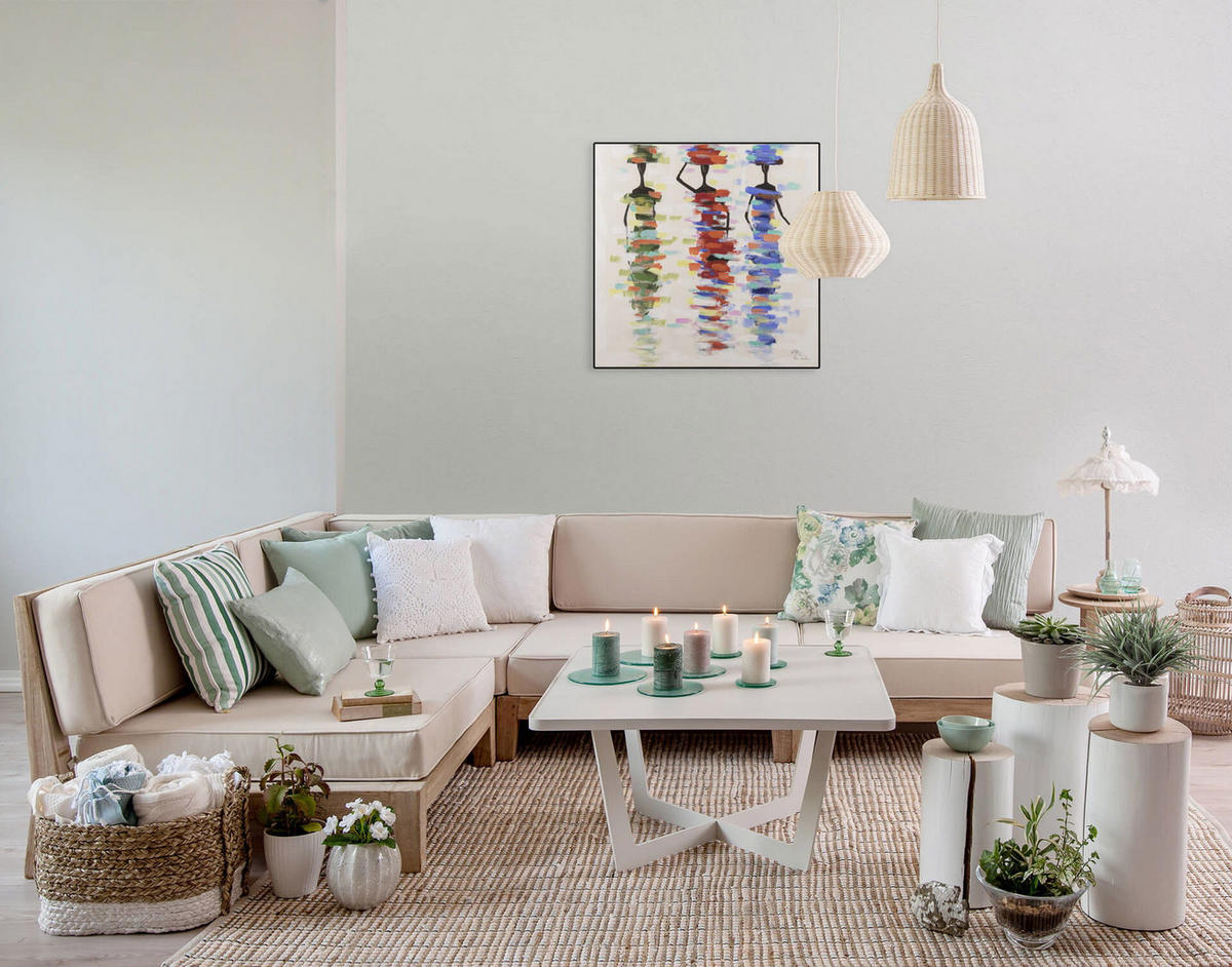 ACRYLBILD HANDGEMALT 60/60 cm - Beige, Holz/Textil (60/60cm) - KUNSTLOFT