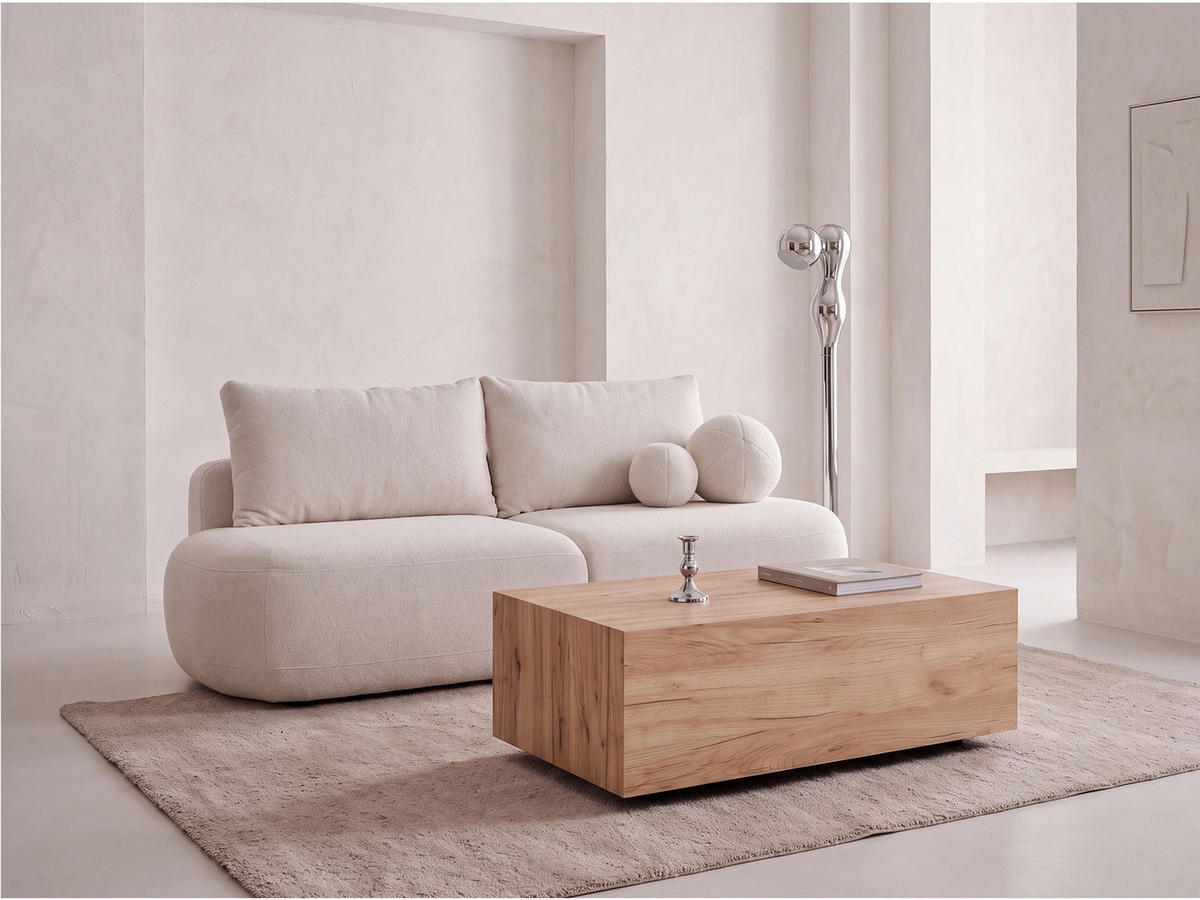 COUCHTISCH Noma Rechteckig in Eiche Braun, Blockform mit versteckten Rollen 90/55/28 cm - Eiche Wotan/Schwarz, Holzwerkstoff (55/90/28cm) - WFL GROUP