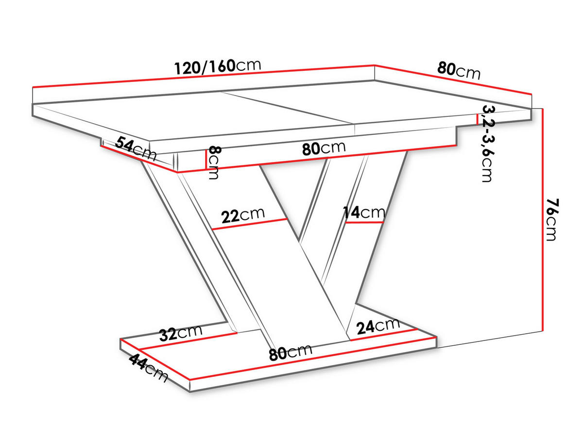 ESSTISCH ausziehbar Dubai - Schwarz, Holzwerkstoff (80/120/76cm) - MIRJAN24