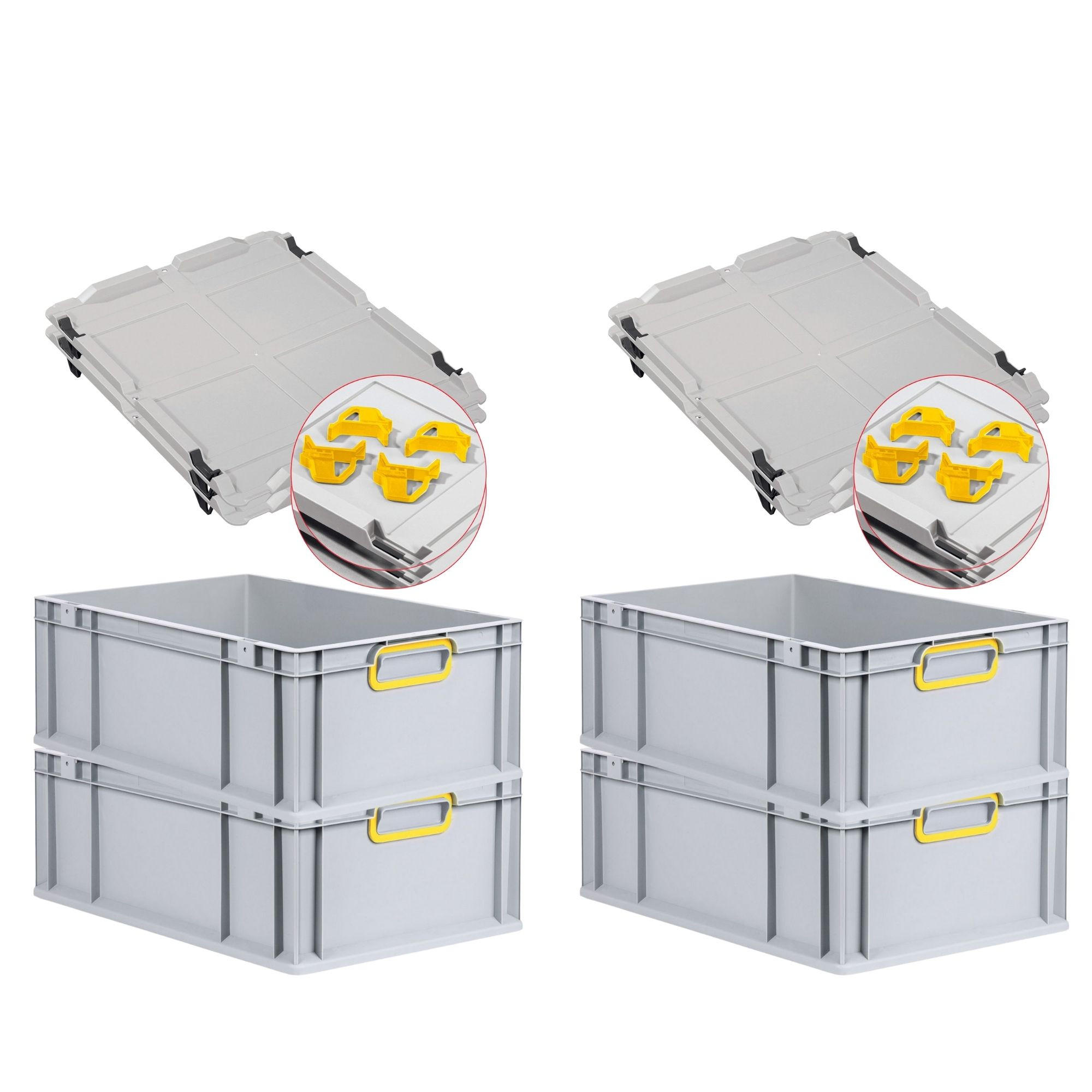 EUROBOX 4x Nextgen Color Mit Auflagedeckel 22x40x60cm Griffe Gelb Geschlossen - Gelb, Kunststoff (40/22/60cm) - PROREGAL