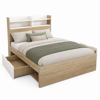BETT mit Stauraum 90x200 cm Weiß/Eiche - Weiß, Holzwerkstoff (90/200cm) - Meubliv