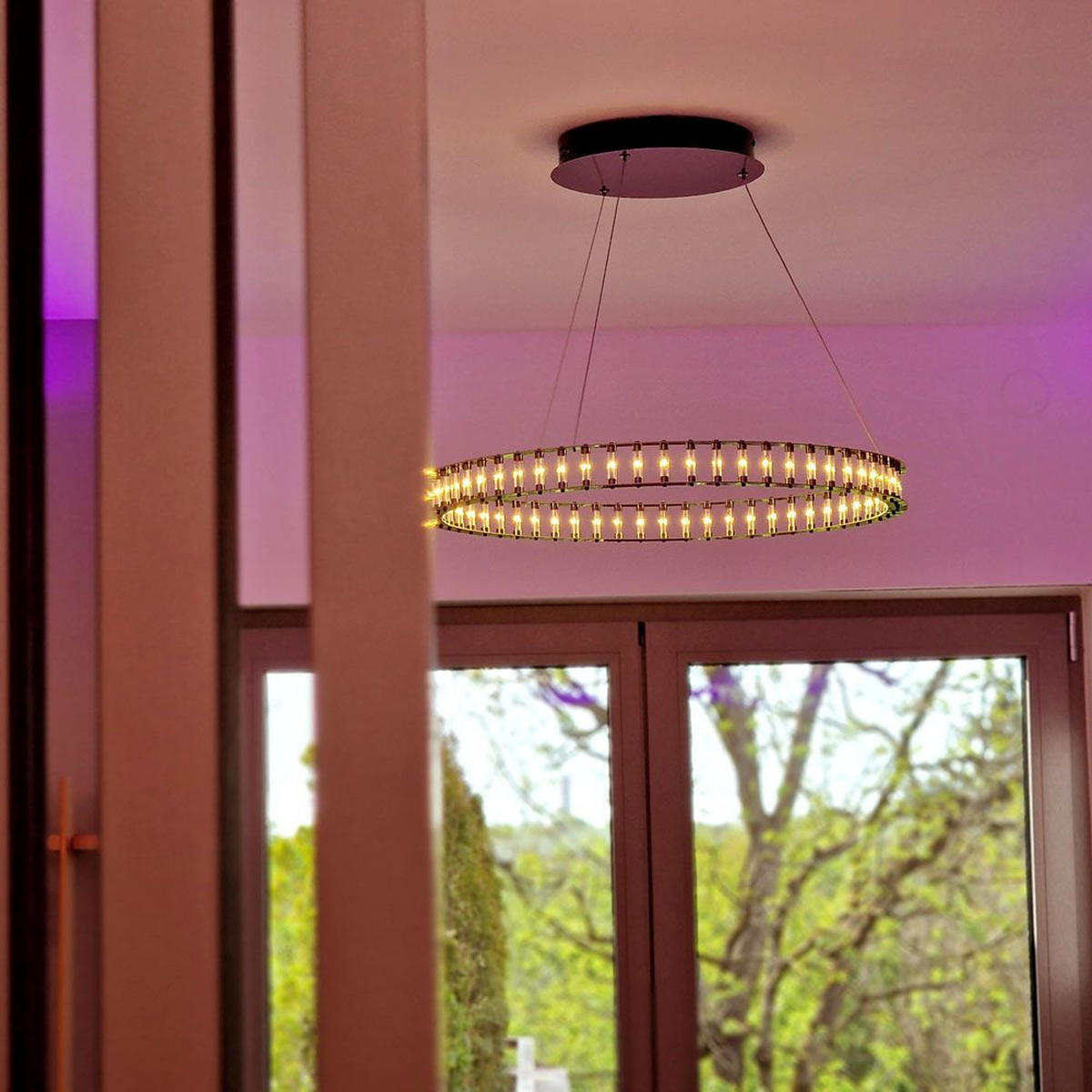LED-HÄNGELAMPE Atom Ring Schwarzchrom Ø 80cm - Schwarz, Metall (80/80/5cm) - s.luce