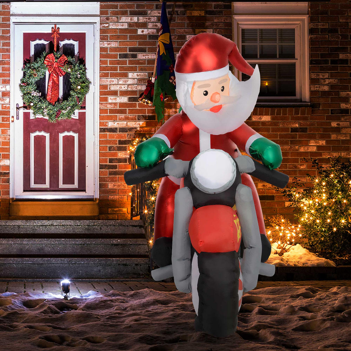 NAFUKOVACÍ vánoční dekorace, 1,7 m Santa Claus s LED osvětlením, zahradní dekorace - červená, plast (95/170/180cm) - Outsunny
