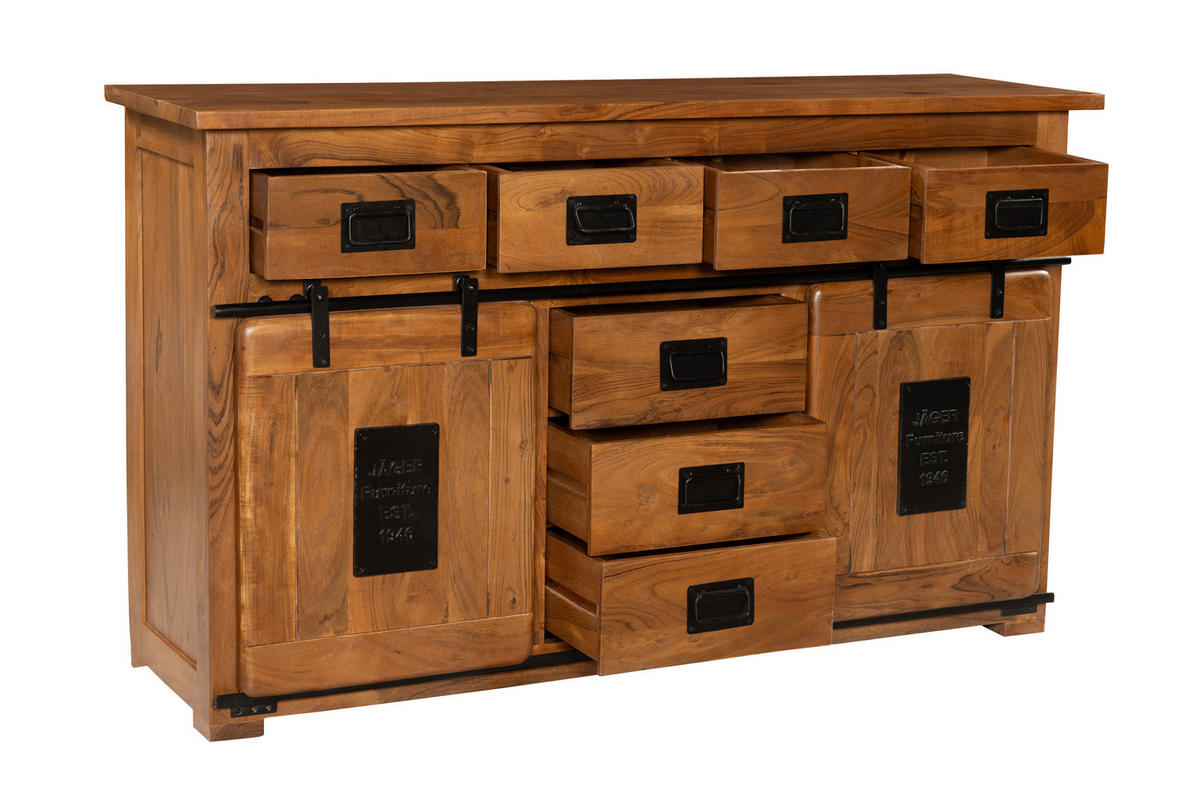 SIDEBOARD LIBRO - Braun/Naturfarben, Akazienholz/Holz (150/90/45cm) - SAM