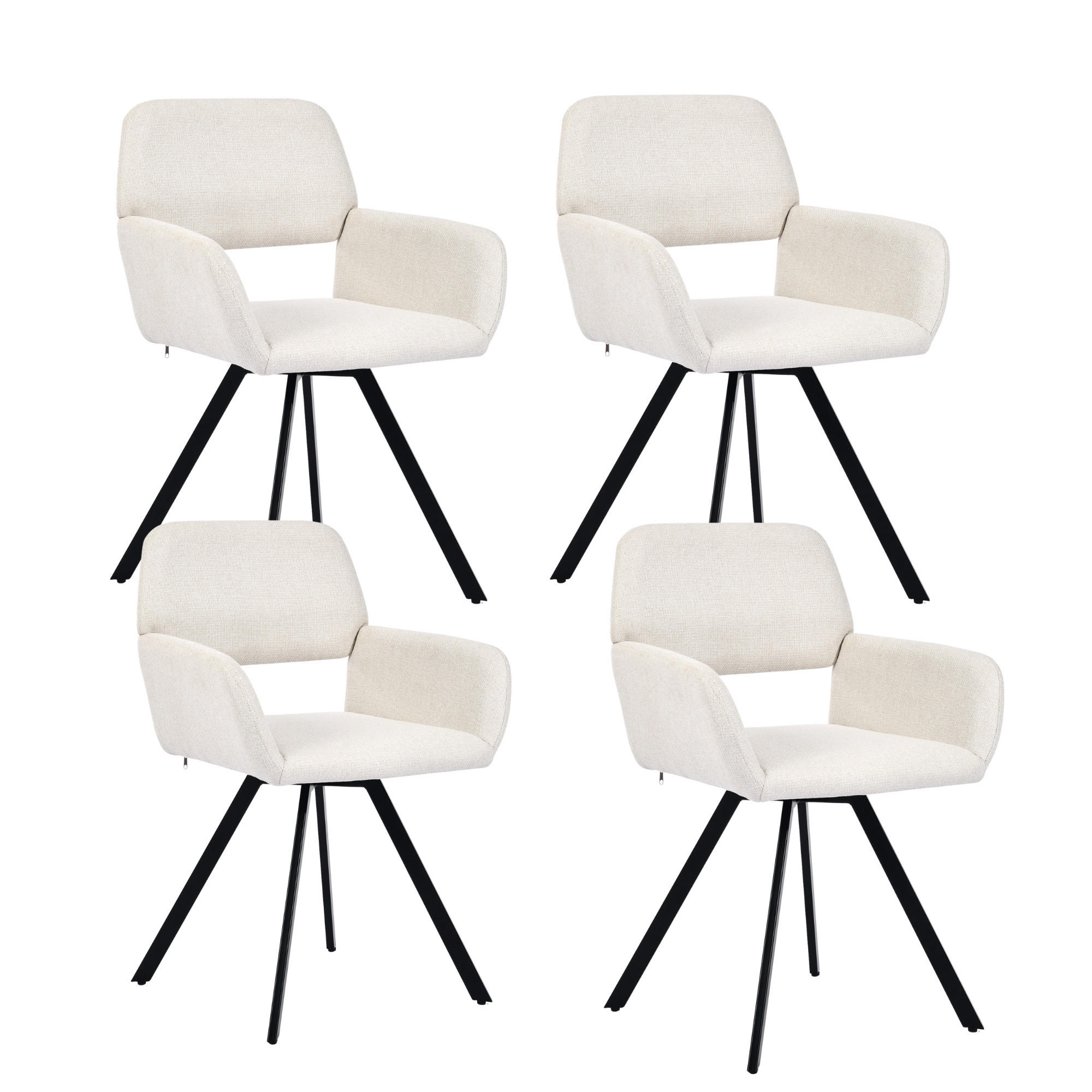 ARMLEHNSTUHL-SET 4 Stück beige - Beige, Holzwerkstoff/Textil (57/81.5/53cm) - Urban Meuble