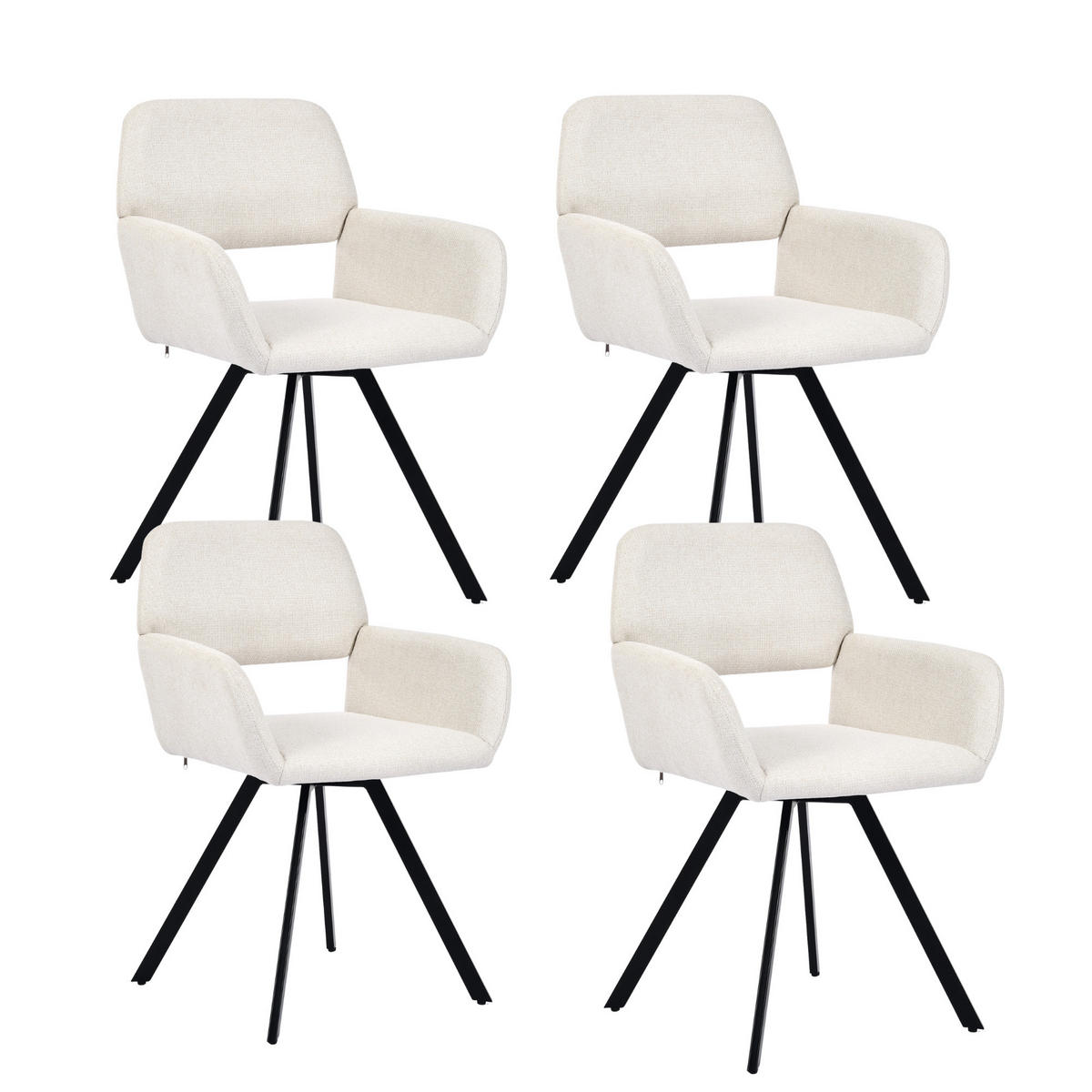 ARMLEHNSTUHL-SET 4 Stück beige - Beige, Holzwerkstoff/Textil (57/81.5/53cm) - Urban Meuble