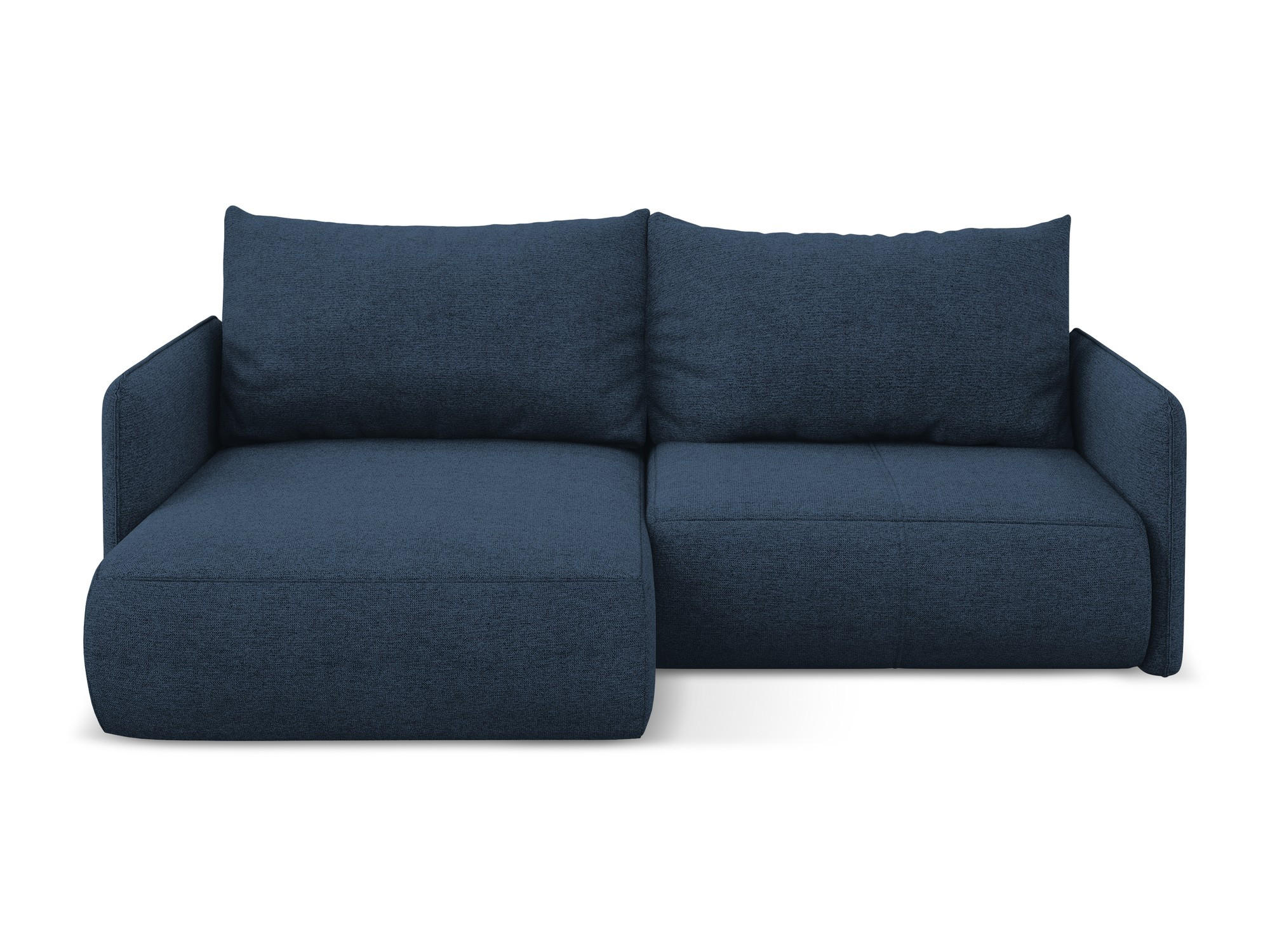 ECKSOFA mit Schlaffunktion Chenille Stoff Blau - Blau/Schwarz, Kunststoff/Textil (148/207cm) - Makamii