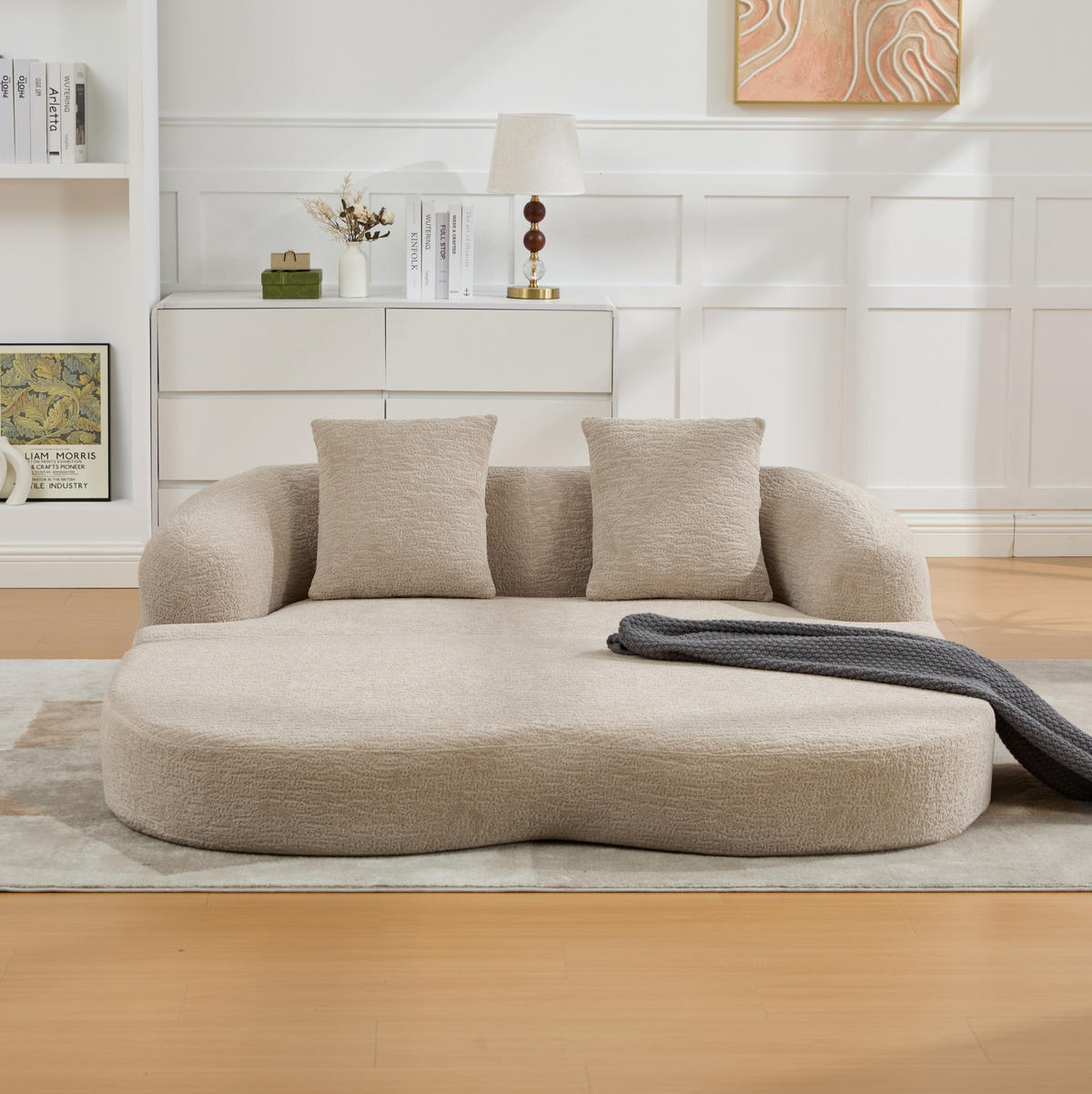SOFA mit Schlaffunktion 157 x 84 x 65 cm Chenille Khaki - Braun, Kunststoff (84/65/157cm) - Meubliv