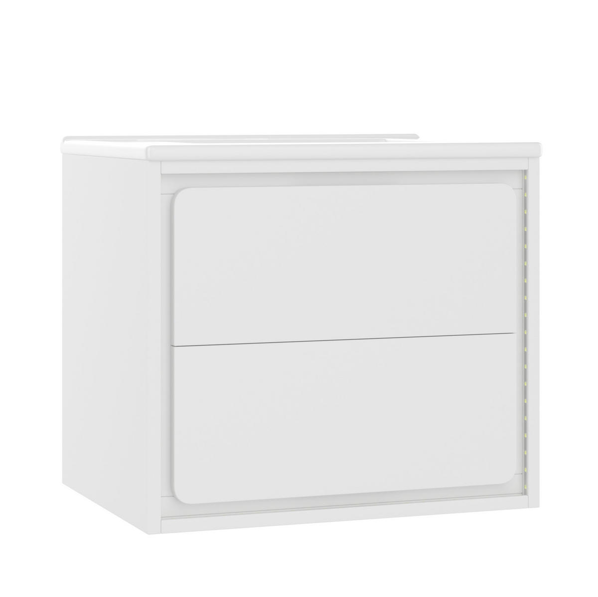 WASCHTISCHKOMBI 60/46/50 cm in Weiß mit LED-Sensorlicht und 2 Schubladen - Weiß, Holzwerkstoff (60/50/46cm) - BEAOK