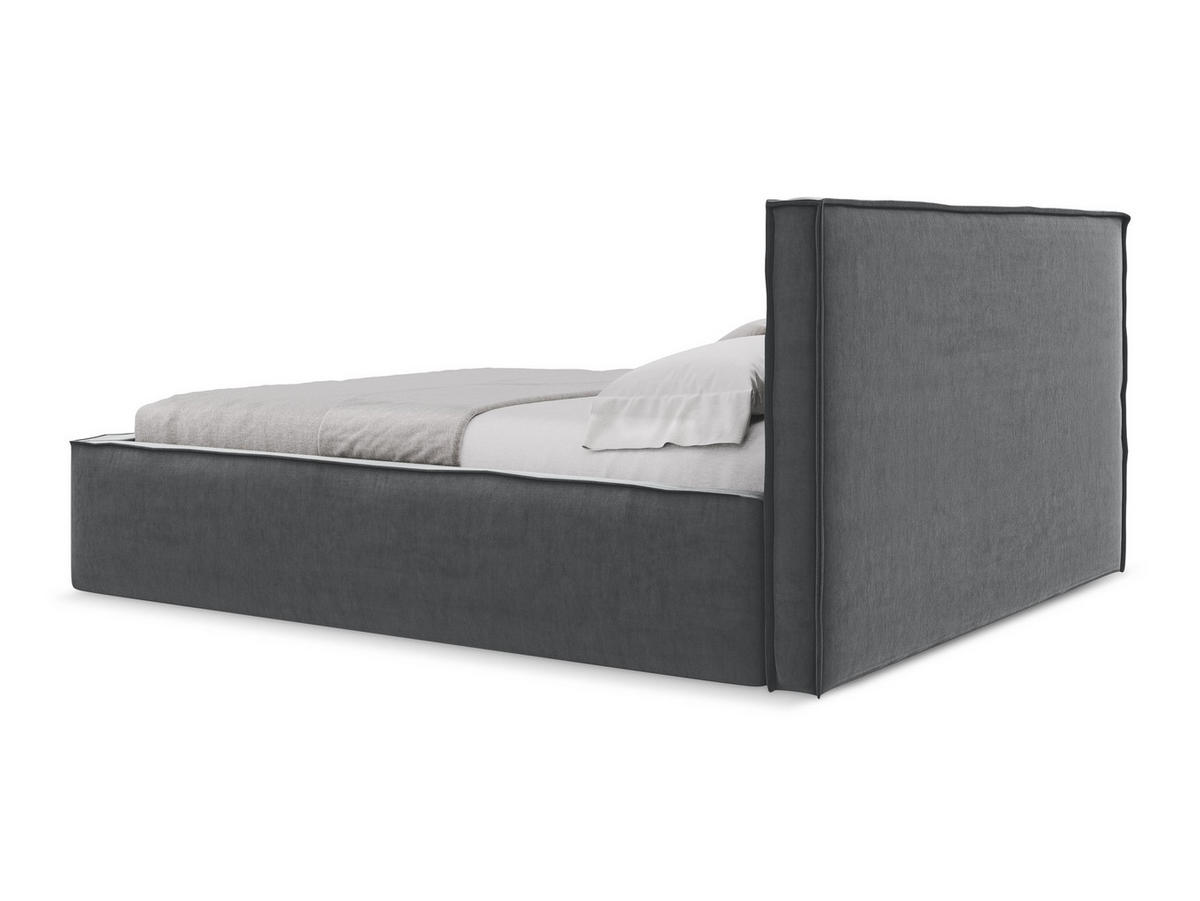 POLSTERBETT mit Bettkasten und Lattenrost 180x228 Grau - Dunkelgrau/Schwarz, Kunststoff/Textil (160/200cm) - Makamii