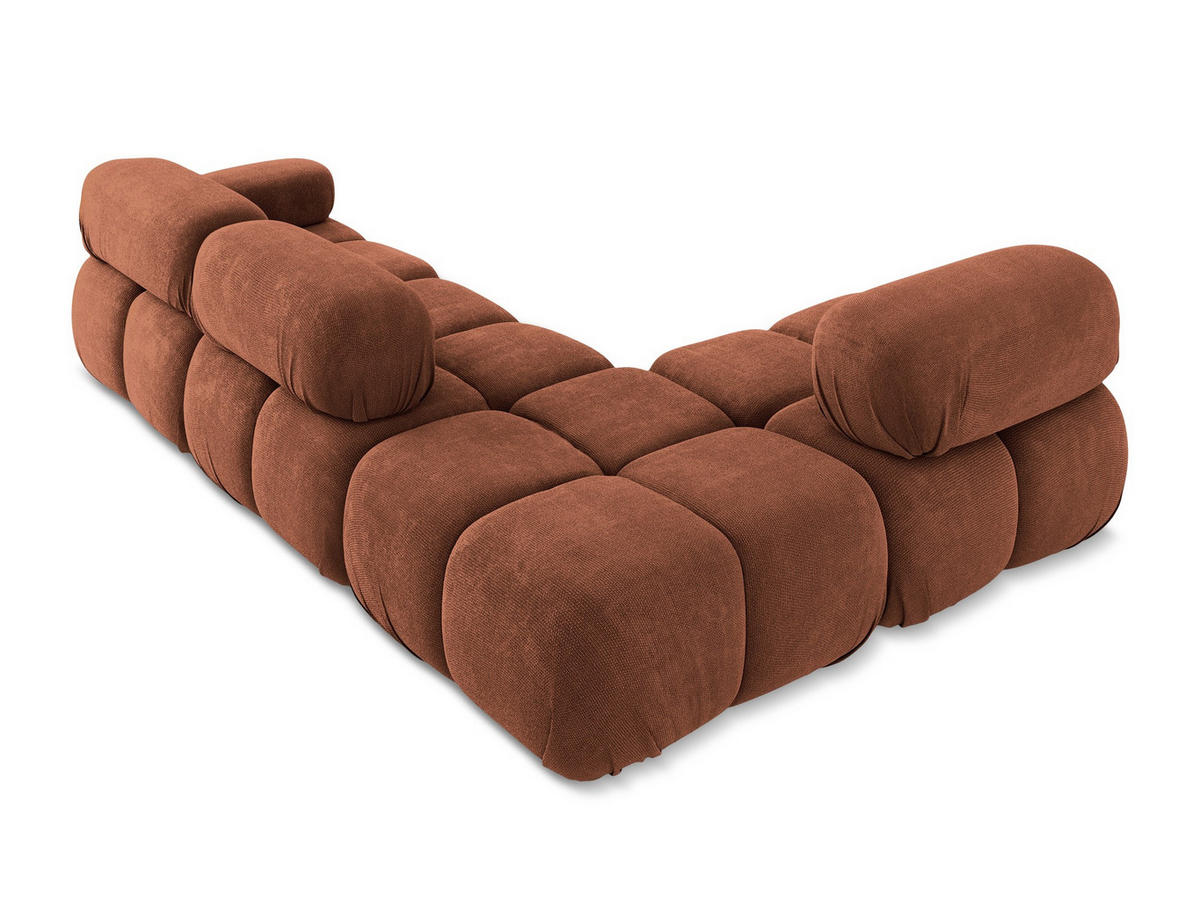 ECKSOFA Links Chenille Stoff Orange - Terra cotta/Schwarz, Kunststoff/Textil (190/285cm) - Makamii